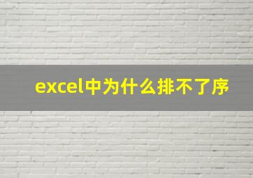 excel中为什么排不了序