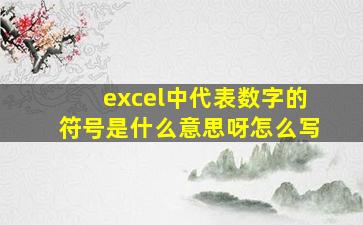 excel中代表数字的符号是什么意思呀怎么写