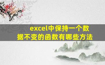 excel中保持一个数据不变的函数有哪些方法