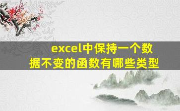 excel中保持一个数据不变的函数有哪些类型