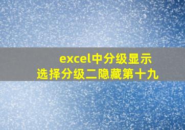 excel中分级显示选择分级二隐藏第十九