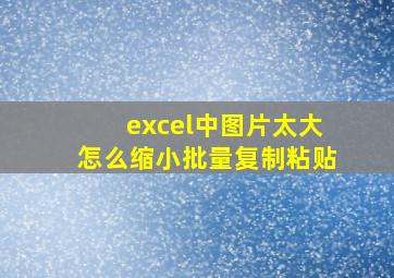 excel中图片太大怎么缩小批量复制粘贴