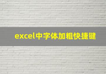 excel中字体加粗快捷键