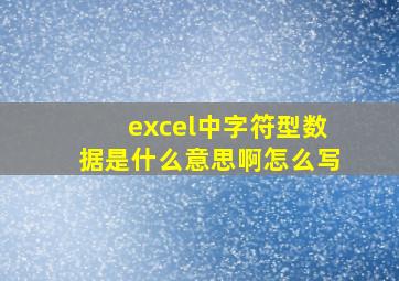 excel中字符型数据是什么意思啊怎么写