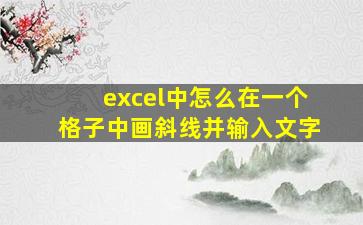 excel中怎么在一个格子中画斜线并输入文字