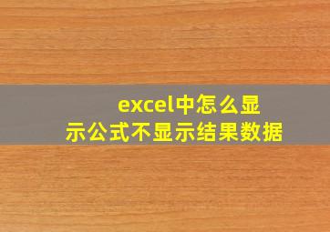 excel中怎么显示公式不显示结果数据