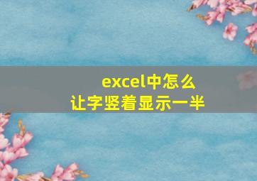 excel中怎么让字竖着显示一半