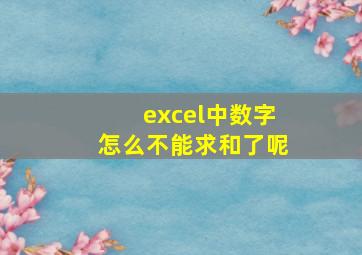 excel中数字怎么不能求和了呢