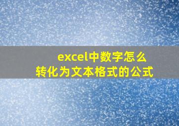 excel中数字怎么转化为文本格式的公式