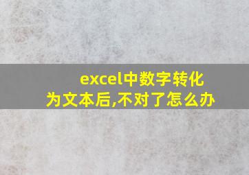 excel中数字转化为文本后,不对了怎么办