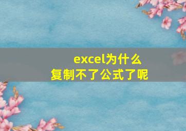 excel为什么复制不了公式了呢