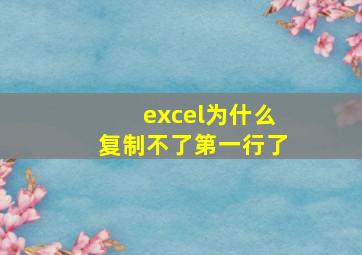 excel为什么复制不了第一行了