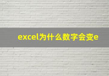 excel为什么数字会变e