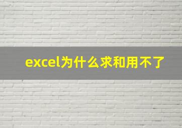 excel为什么求和用不了