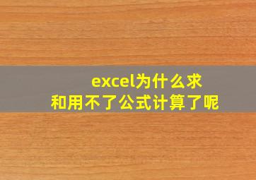 excel为什么求和用不了公式计算了呢