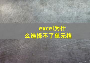 excel为什么选择不了单元格