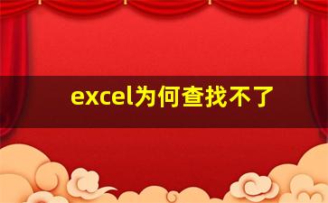 excel为何查找不了