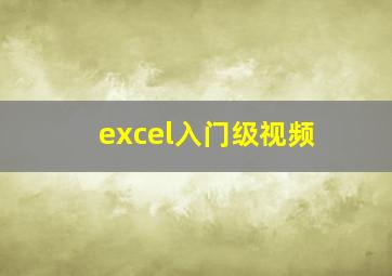 excel入门级视频