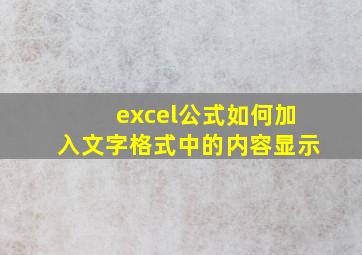 excel公式如何加入文字格式中的内容显示