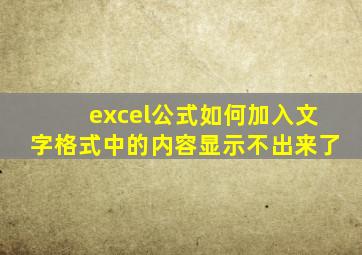 excel公式如何加入文字格式中的内容显示不出来了