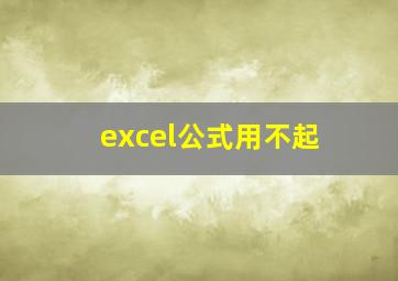 excel公式用不起