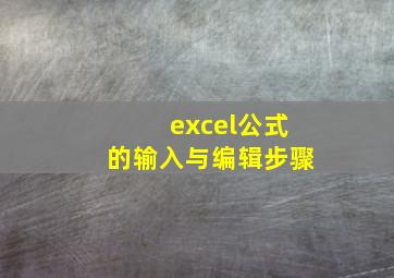 excel公式的输入与编辑步骤