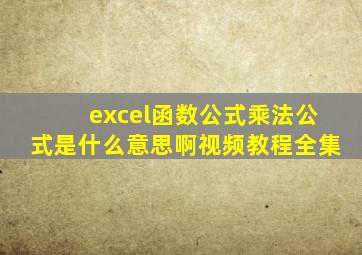 excel函数公式乘法公式是什么意思啊视频教程全集