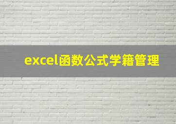 excel函数公式学籍管理