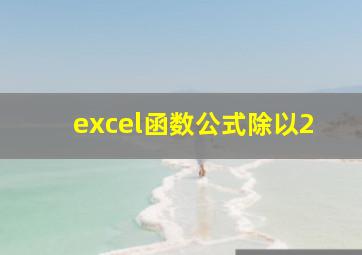 excel函数公式除以2