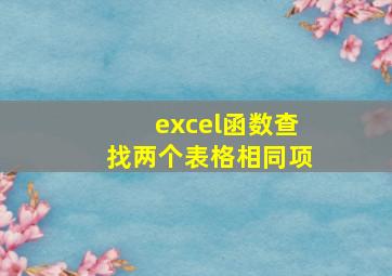 excel函数查找两个表格相同项