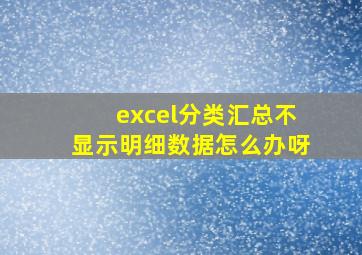 excel分类汇总不显示明细数据怎么办呀