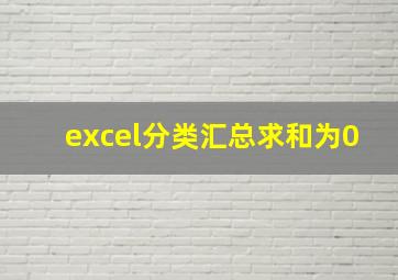 excel分类汇总求和为0