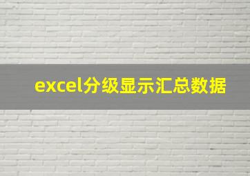 excel分级显示汇总数据