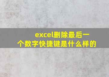 excel删除最后一个数字快捷键是什么样的