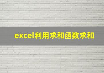 excel利用求和函数求和