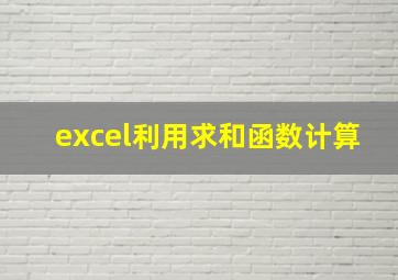 excel利用求和函数计算