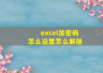 excel加密码怎么设置怎么解除