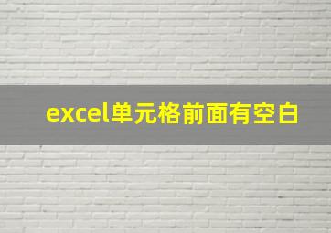 excel单元格前面有空白