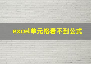 excel单元格看不到公式