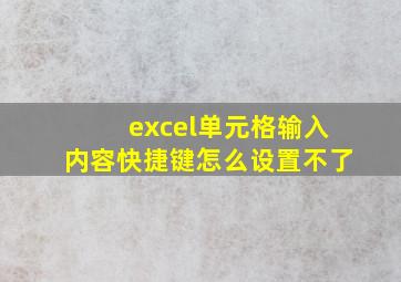 excel单元格输入内容快捷键怎么设置不了