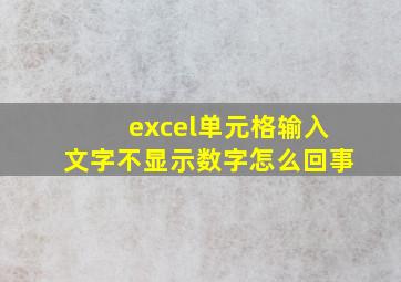 excel单元格输入文字不显示数字怎么回事