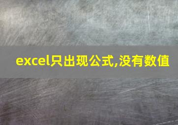 excel只出现公式,没有数值