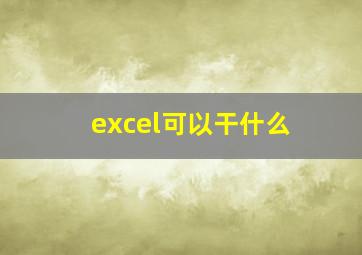 excel可以干什么