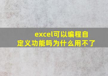 excel可以编程自定义功能吗为什么用不了