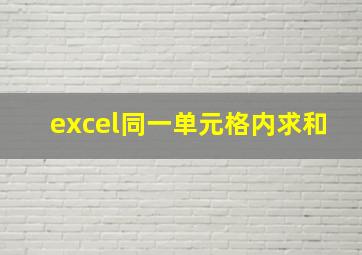 excel同一单元格内求和