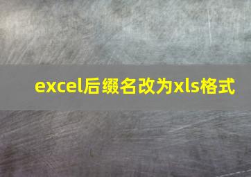 excel后缀名改为xls格式