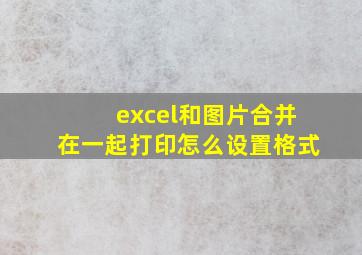 excel和图片合并在一起打印怎么设置格式