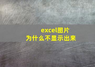 excel图片为什么不显示出来