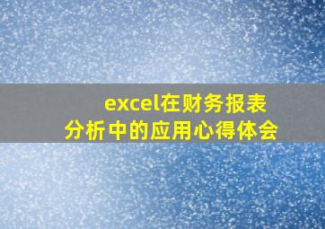 excel在财务报表分析中的应用心得体会