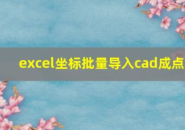 excel坐标批量导入cad成点